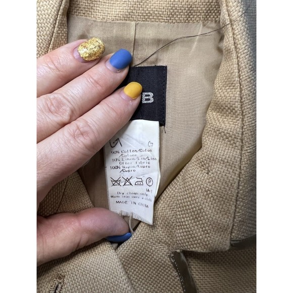 Vintage 90s ICB Womens Designer Jacket Tan Double Breasted Belted Size 4 Lined - Picture 8 of 11